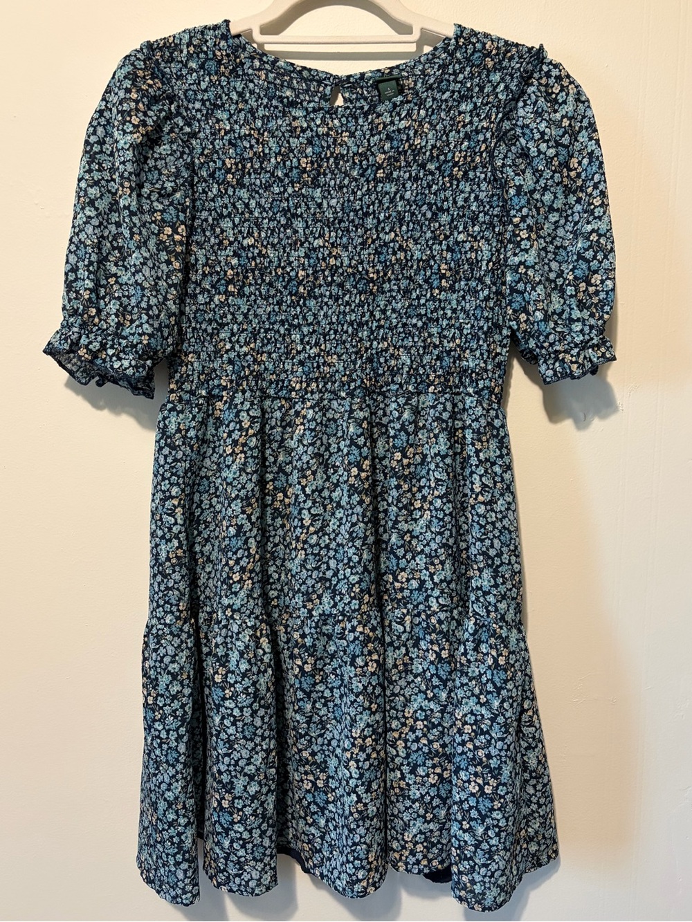 wild fable Navy Blue Floral Smocked Casual Dress